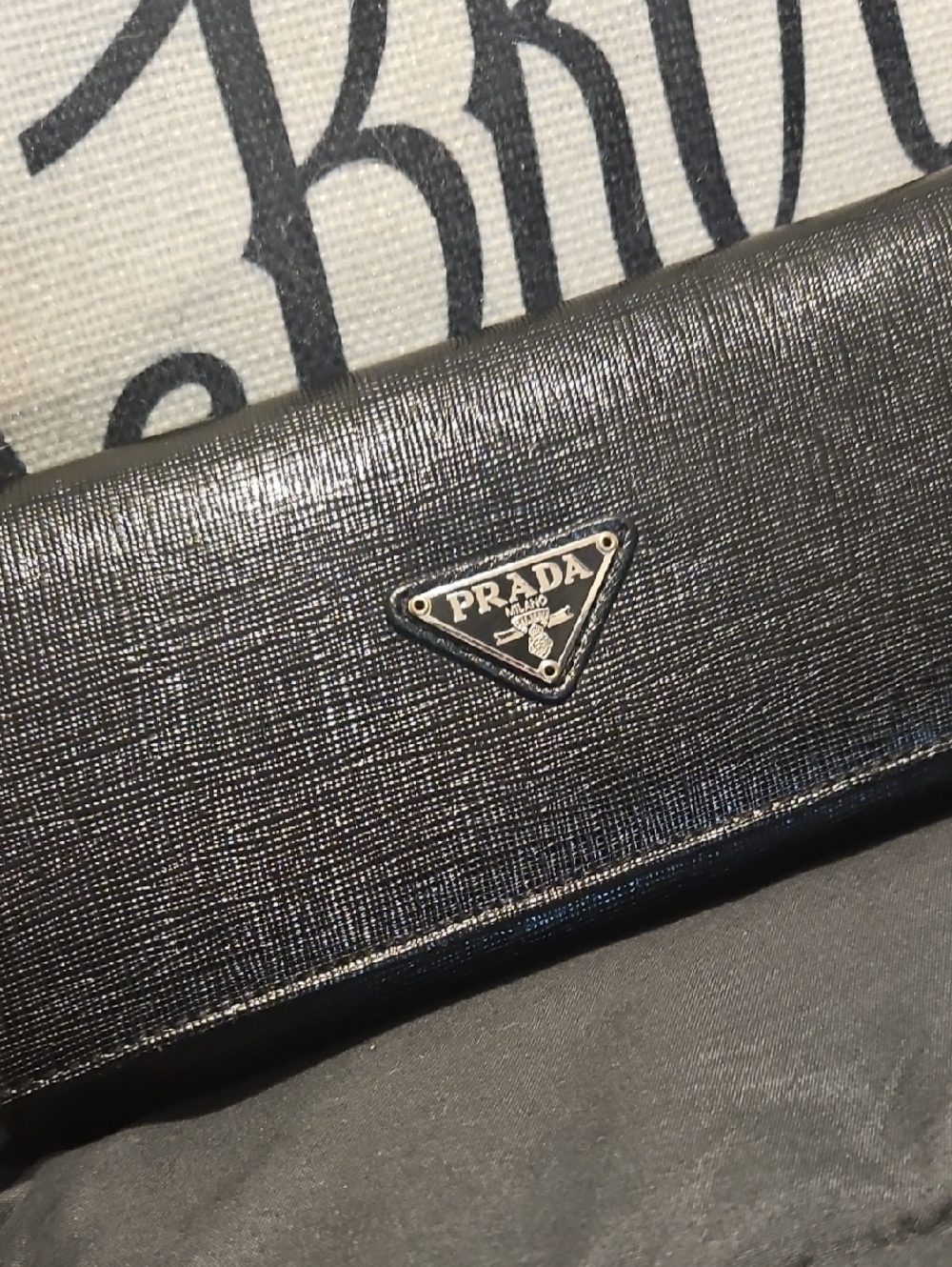 Prada Black Textured Saffiano Long Wallet - Picture 2 of 6